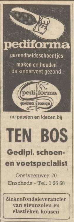 Oostveenweg 70 schoenenzaak Ten Bos advertentie Tubantia 9-9-1970.jpg