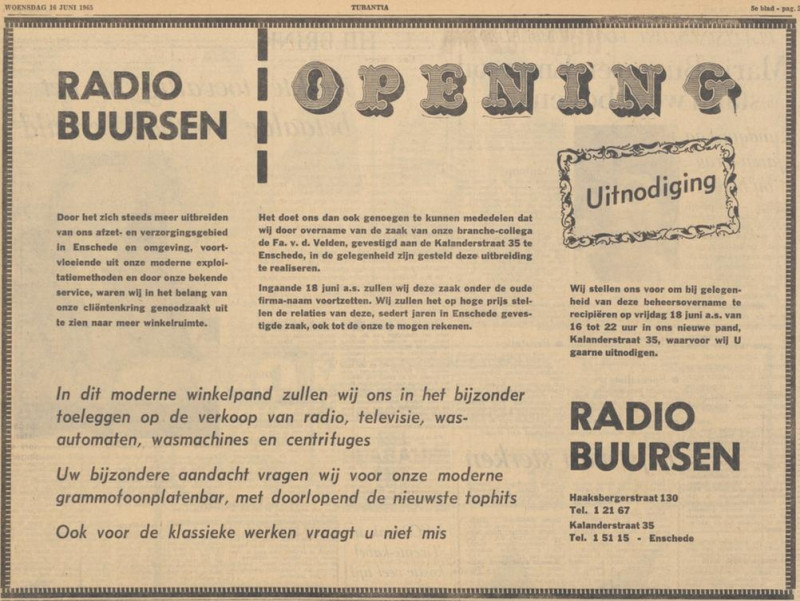 Kalanderstraat 35 Radio Buursen advertentie 16-6-1965.jpg