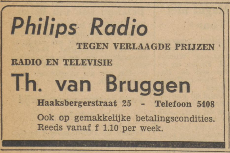 Haaksbergerstraat 25 Radiozaak Th. van Bruggen advertentie Tubantia 9-6-1955.jpg