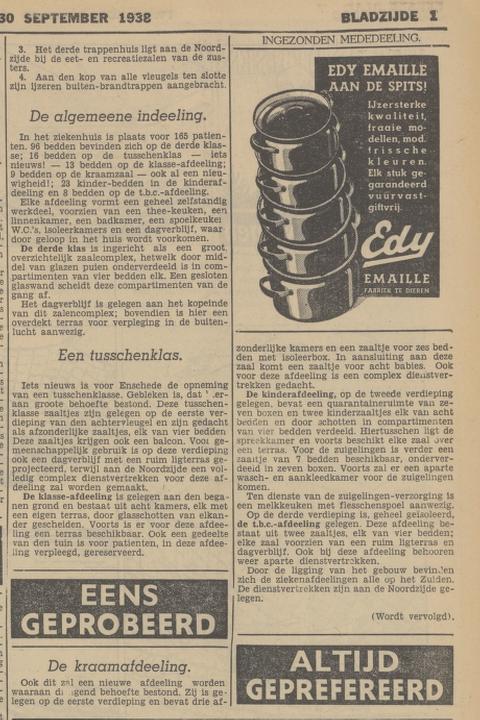 De Ruyterlaan Parkweg bouw ziekenhuis Ziekenzorg krantenbericht Tubantia 30-9-1938 (2).jpg