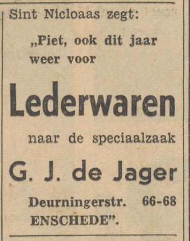 Deurningerstraat 66-68 lederwarenwinkel G.J. de Jager sinterklaasadvertentie Tubantia 2-11-1956.jpg