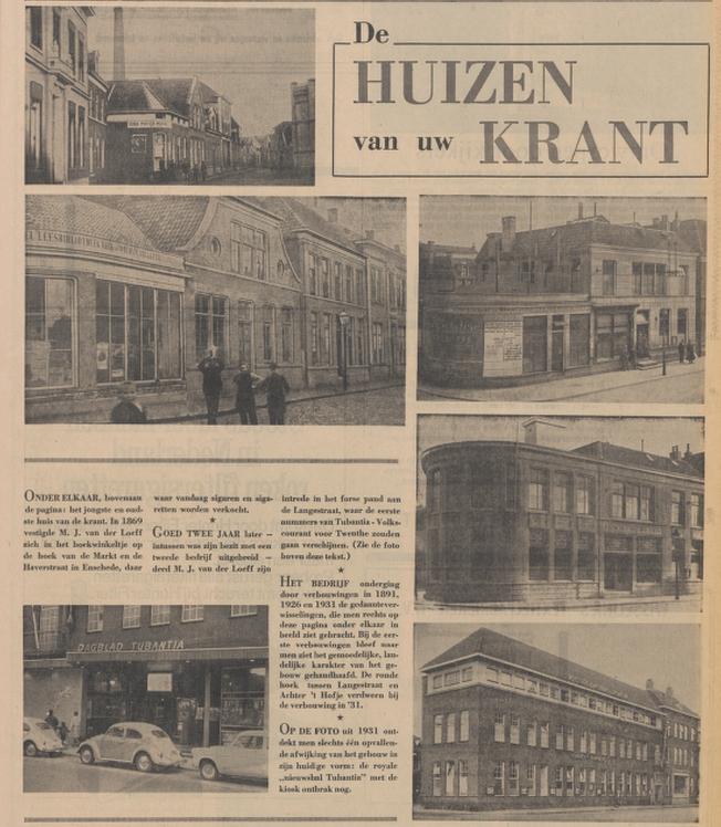 Langestraat 11-13 hoek Achter 't Hofje en Markt hoek Haverstraat Drukkerij van der Loeff waar Tubantia werd gemaakt. krantenfoto's uit Tubantia van 20-4-1965.jpg