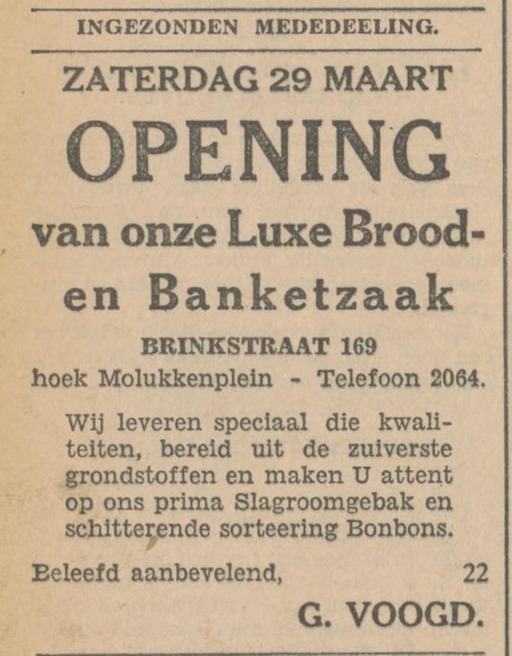 Brinkstraat 169 hoek Molukkenplein Brood- en Banketzaak G. Voogd advertentie Tubantia 28-3-1930.jpg