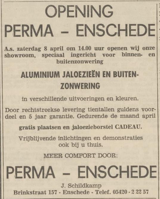 Brinkstraat 157 Perma Zonwering J. Schildkamp advertentie Tubantia 6-4-1967.jpg