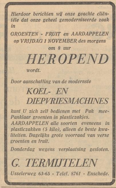 Usselerweg 63-65 groentezaak G. Termijtelen advertentie Tubantia 31-10-1957.jpg