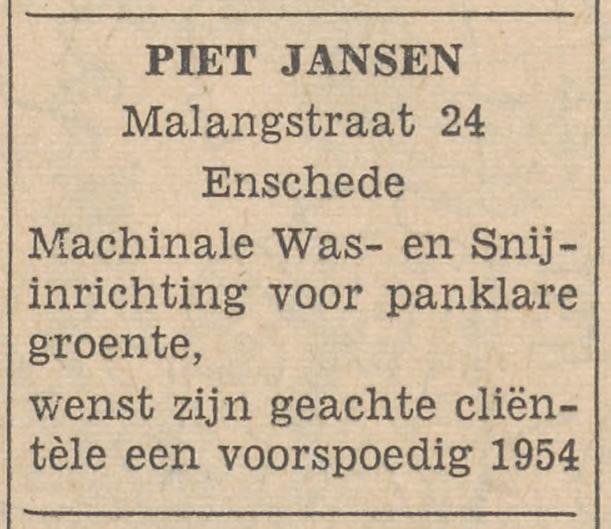 Malangstraat 24 Piet Jansen groente advertentie Tubantia 31-12-1953.jpg