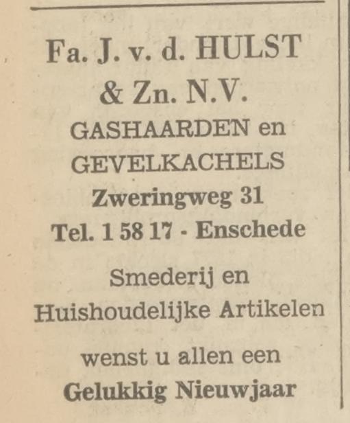 Zweringweg 31 Fa. J. v.d. Hulst & Zn. N.V. advertentie Tubantia 31-12-1968.jpg