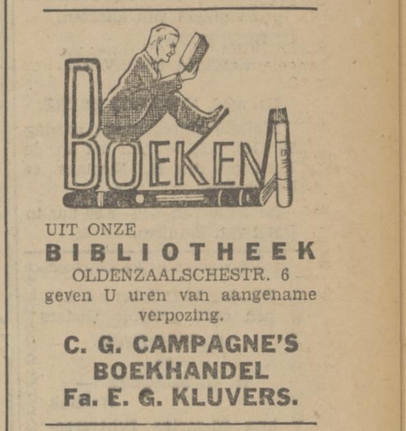 Oldenzaalsestraat 6 Boekhandel Fa. E.G. Kluvers advertentie Tubantia 11-10-1941.jpg