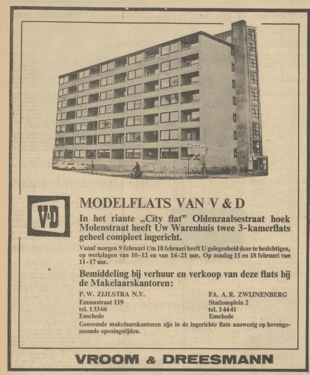 Oldenzaalsestraat 109 hoek Molenstraat City flat advertentie Tubantia 8-2-1968.jpg