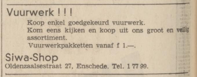 Oldenzaalsestraat 27 Siwa-shop vuurwerk advertentie Tubantia 27-12-1972.jpg