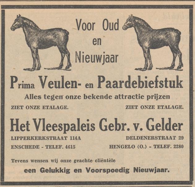 Lipperkerkstraat 114a Vleespaleis Gebr. van Gelder advertentie Tubantia 28-12-1953.jpg
