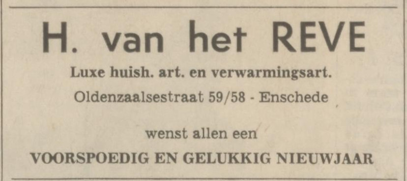 Oldenzaalsestraat 59 H. van het Reve nieuwjaarsadvertentie Tubantia 31-12-1970.jpg