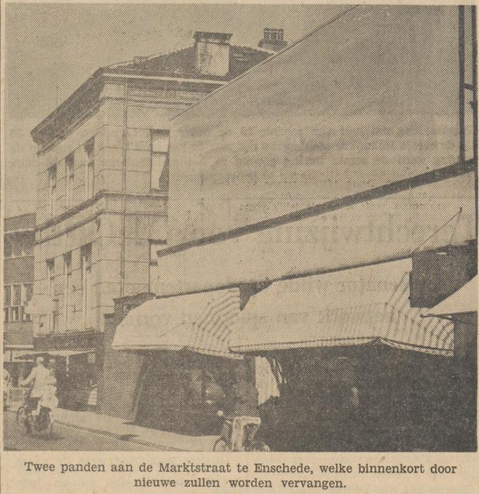 Marktstraat 10-12 panden Modehuis Meijer en Gebr. Rekers krantenfoto Tubantia 29-5-1954.jpg