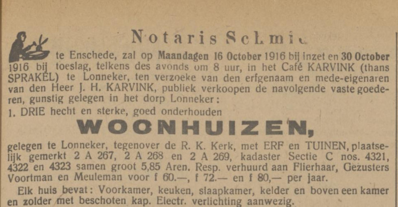 Lonneker cafe Karvink (thans Sprakel) advertentie Tubantia 7-10-1916.jpg