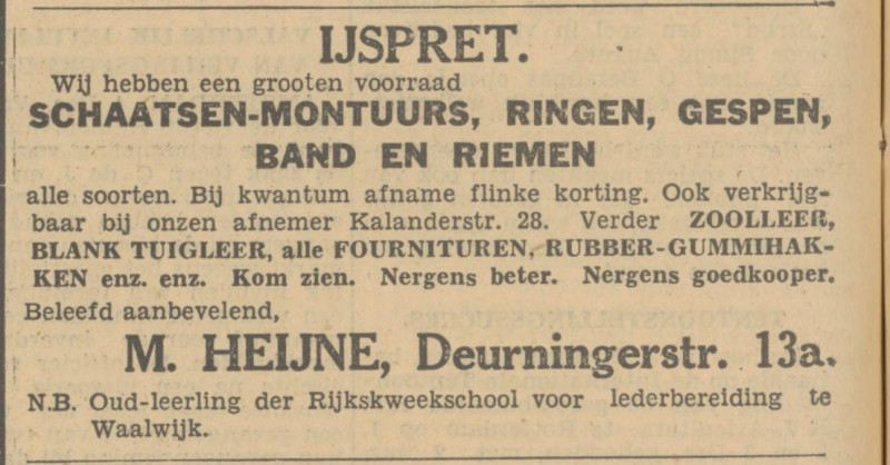 Deurningerstraat 13a Kalanderstraat 28 M. Heijne advertentie Tubantia 4-12-1933.jpg