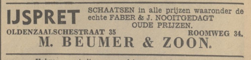 Oldenzaalsestraat 35 Roomweg 34 M. Beumer & Zoon advertentie Tubantia 30-1-1937.jpg