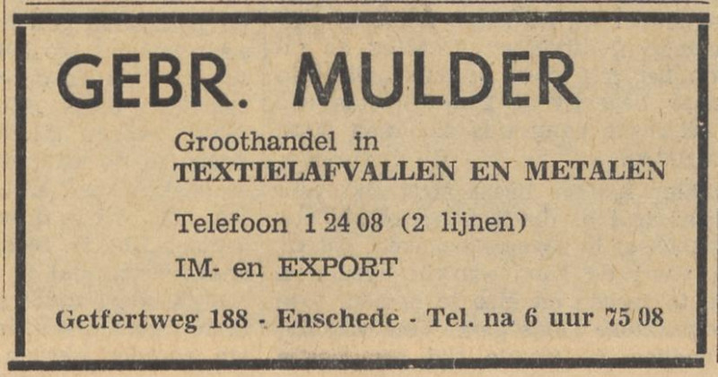 Getfertweg 188 Gebr. Mulder advertentie Tubantia 19-2-1965.jpg