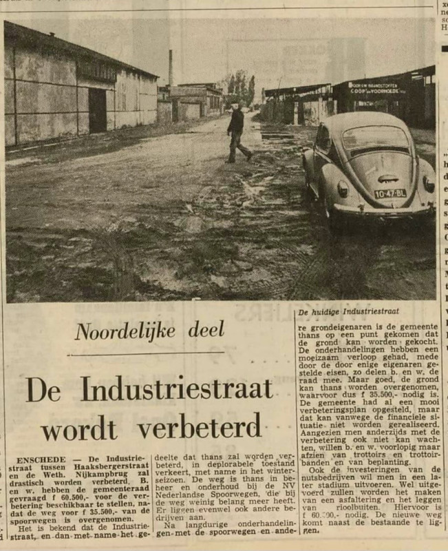 Industriestraat rechts brandstoffen Coop de Voorhoede krantenfoto Tubantia 8-5-1968.jpg