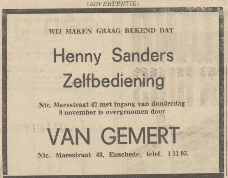 Nicolaas Maesstraat 49 van Gemert advertentie Tubantia 8-11-1967.jpg