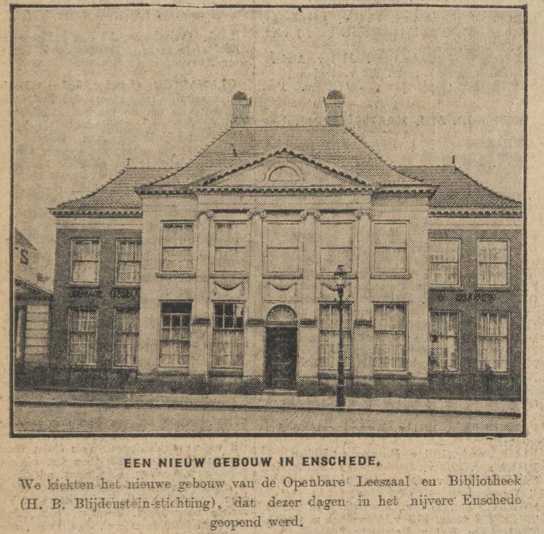 Langestraat 9 opening H.B.Blijdensteinstichting, openbare leeszaal en bibliotheek krantenfoto Algemeen Handelsblad 12-1-1925.jpg