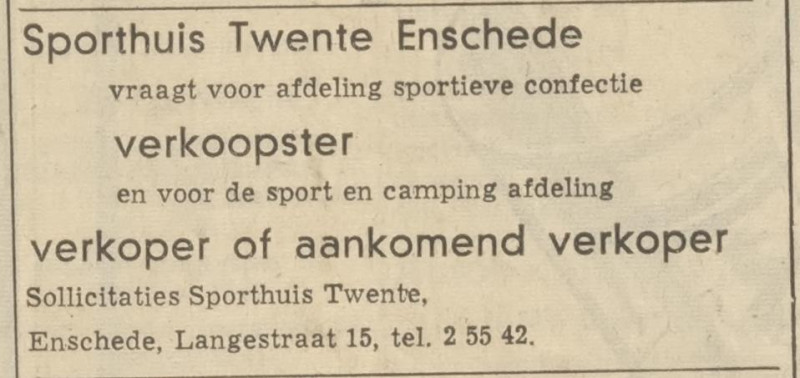 Langestraat 15 Sporthuis Twente advertentie Tubantia 6-5-1969.jpg