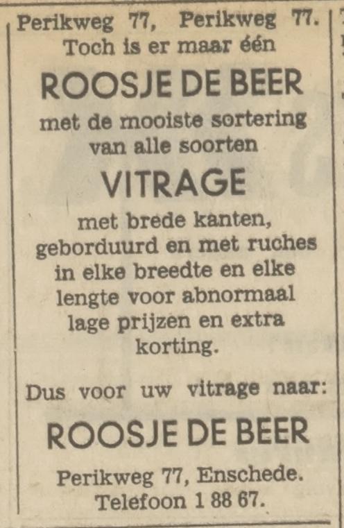 Perikweg 77 Roosje de Beer vitrage advertentie Tubantia 16-10-1970.jpg