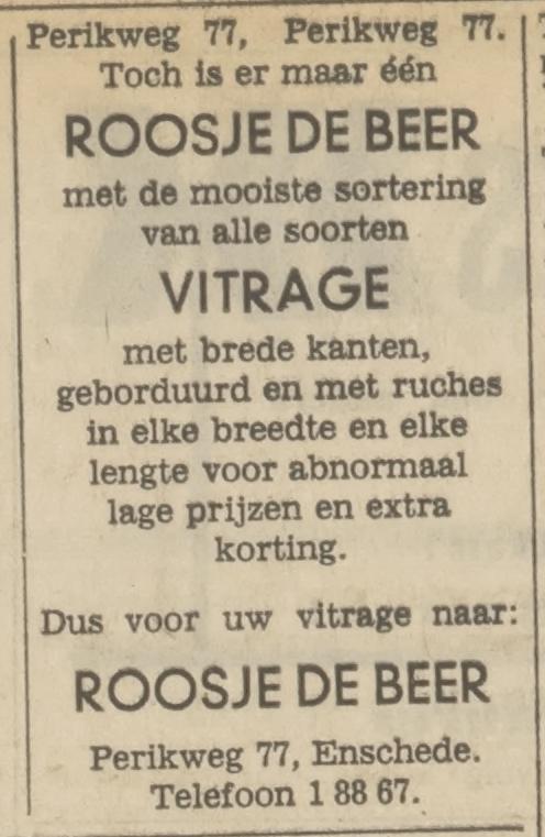 Perikweg 77 Roosje de Beer vitrage advertentie Tubantia 16-10-1970.jpg