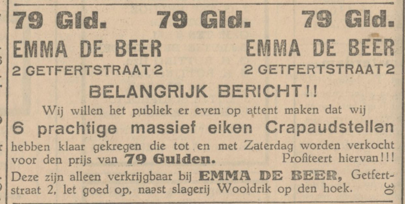 Getfertstraat 2 meubelzaak Emma de Beer advertentie Tubantia 9-9-1930.jpg