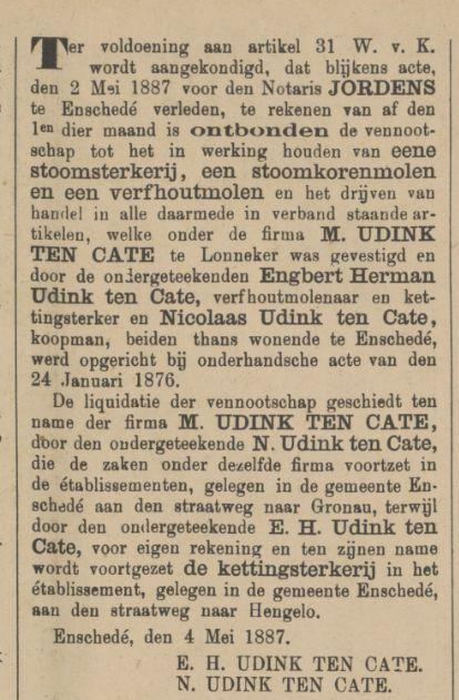E.H. Udink ten Cate krantenbericht Tubantia 7-5-1887.jpg