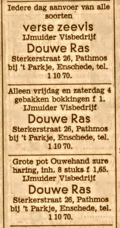 Sterkerstraat 26 IJmuider visbedrijf Douw Ras advertentie Tubantia 18-9-1970.jpg