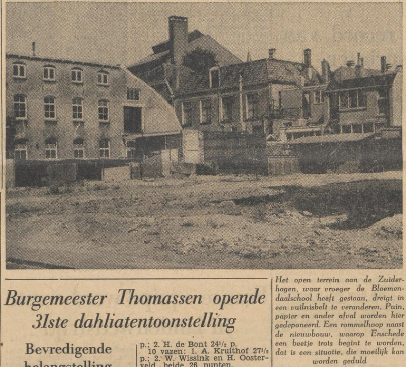 Zuiderhagen 61 vroeger locatie Bloemendaalschool krantenfoto Tubantia 8-9-1958.jpg
