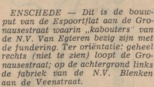 Gronausestraat 58 bouwput Espoortflat krantenbericht Tubantia 23-10-1964..jpg