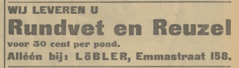 Emmastraat 158 slagerij Löbler advertentie Tubantia 31-7-1933.jpg