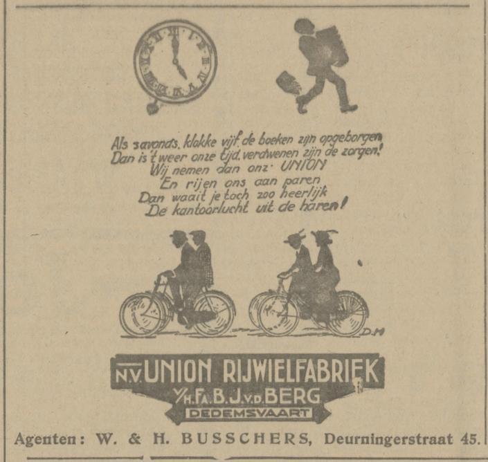 Deurningerstraat 45 rijwielhandel W. _ H. Busschers advertentie Tubantia 17-5-1922.jpg