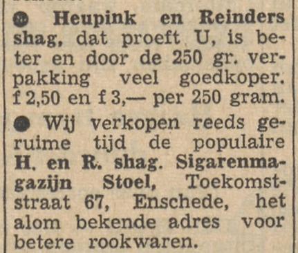 Toekomststraat 67 sigarenmagazijn Stoel advertentie Tubantia 15-11-1958.jpg