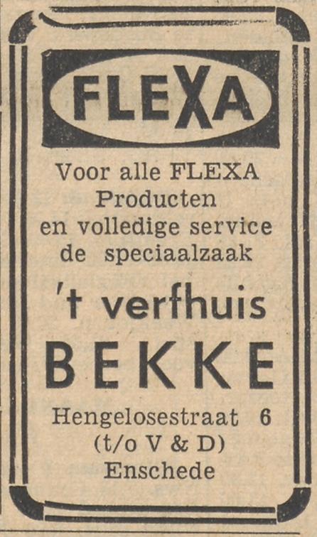 Hengelosestraat 6 't Verfhuis Bekke advertentie Tubantia 21-5-1960.jpg