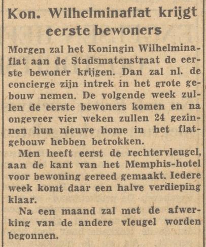 Koninging Wilhelminaflat krantenbericht Tubantia 10-6-1952.jpg