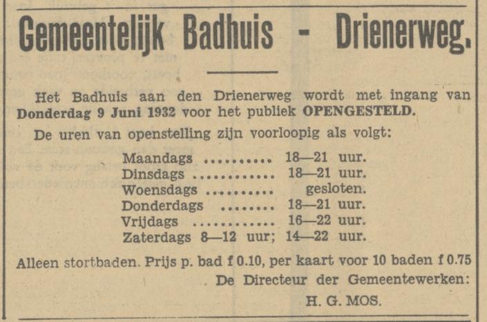 Drienerweg 63 Gemeentelijk Badhuis advertentie Tubantia 8-6-1932.jpg