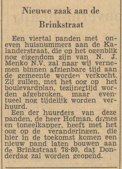 Brinkstraat 78-80 dameskapper Hofman krantenbericht Tubantia 15-11-1955.jpg