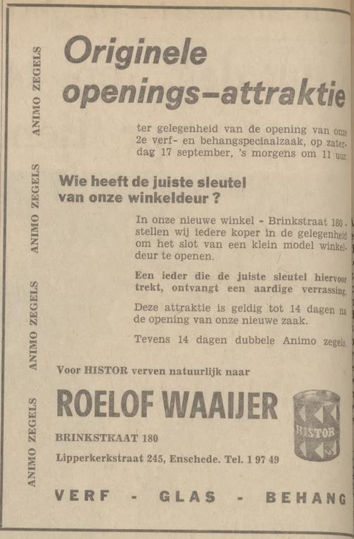 Brinkstraat 180 opening schilderswinkel Roelof Waaijer advertentie Tubantia 16-9-1966.jpg
