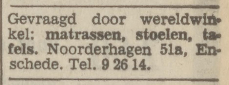 Noorderhagen 51a Wereldwinkel advertentie Tubantia 14-1-1971.jpg