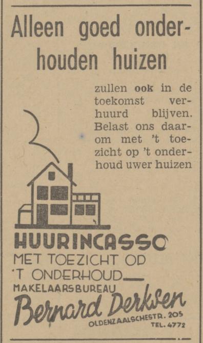 Oldenzaalsestraat 205 Makelaarsbureau Bernard Derksen advertentie Tubantia 27-2-1942.jpg