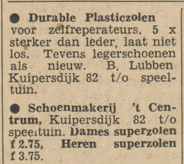 Kuipersdijk 82 Schoenmakerij Het Centrum B. Lubben advertentie Tubantia 11-2-1956.jpg