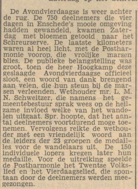 Avondvierdaagse Enschede 1951 krantenbericht Tubantia 18-6-1951.jpg