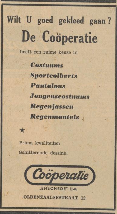 Oldenzaalsestraat 12 kledingwinkel De Coöperatie advertentie Tubantia 18-6-1954.jpg