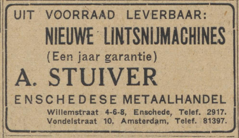 Willemstraat 4-6-8 A. Stuiver Enschedese Metaalhandel advertentie De Waarheid 28-1-1948.jpg