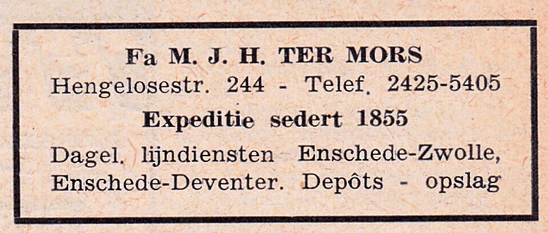 Hengelosestraat 244 Fa. M.J.H. ter Mors expeditie advertentie adreboek 1953.jpg