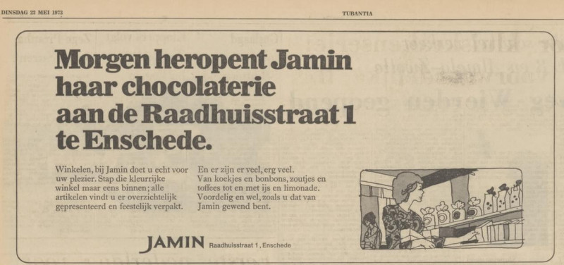 Raadhuisstraat 1 Jamin advertentie Tubantia 22-5-1973.jpg