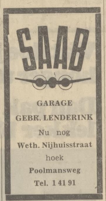 Wethouder Nijhuisstraat 21 garage Gebr. Lenderink advertentie Tubantia 5-3-1968.jpg