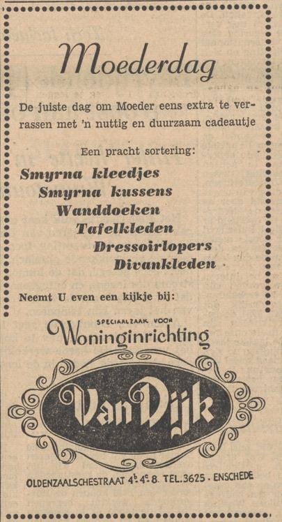 Oldenzaalsestraat 4 woninginrichting van Dijk advertentie Tubantia 3-5-1955.jpg